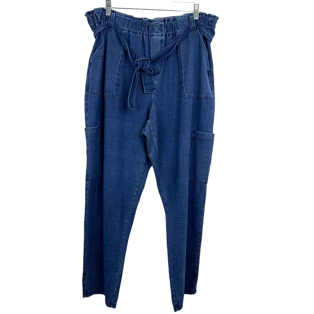 Pure J. Jill Indigo Women's Pull On PaperBag Elastic Waistband Blue Pants Size L